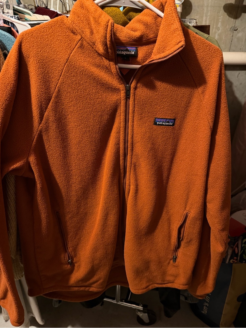Patagonia Men’s Bright Orange Full-Zip Fleece Jacket
